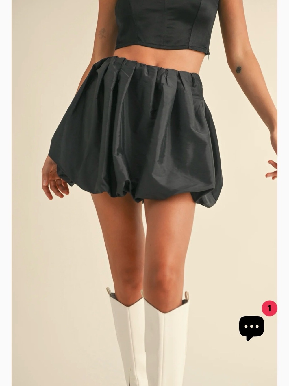 MIOU MUSE Black Bubble Mini Skirt Women's - Picture 3 of 16